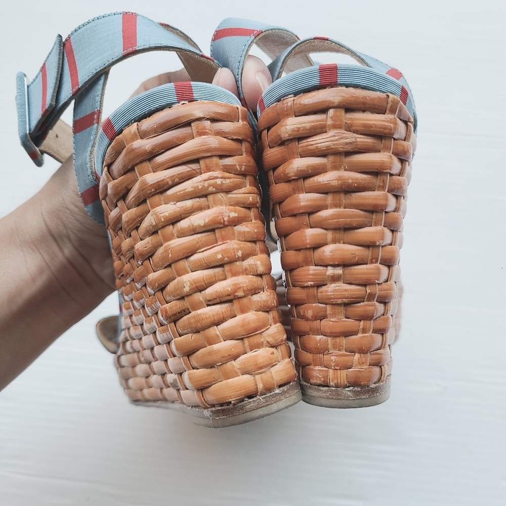 Kate Spade Cabana Basket Weave Platform Wedge Sandals Gem